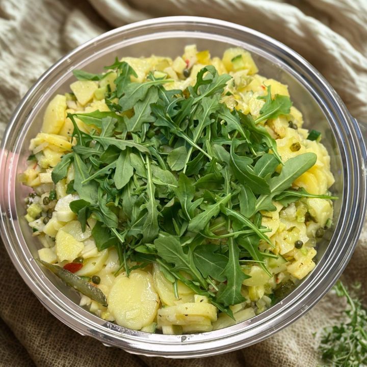 Perunasalaatti, potatissallad (laktoositon, laktosfri, gluteeniton, glutenfri)